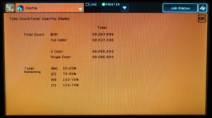 Total Counts Meter Reading screen on your printer